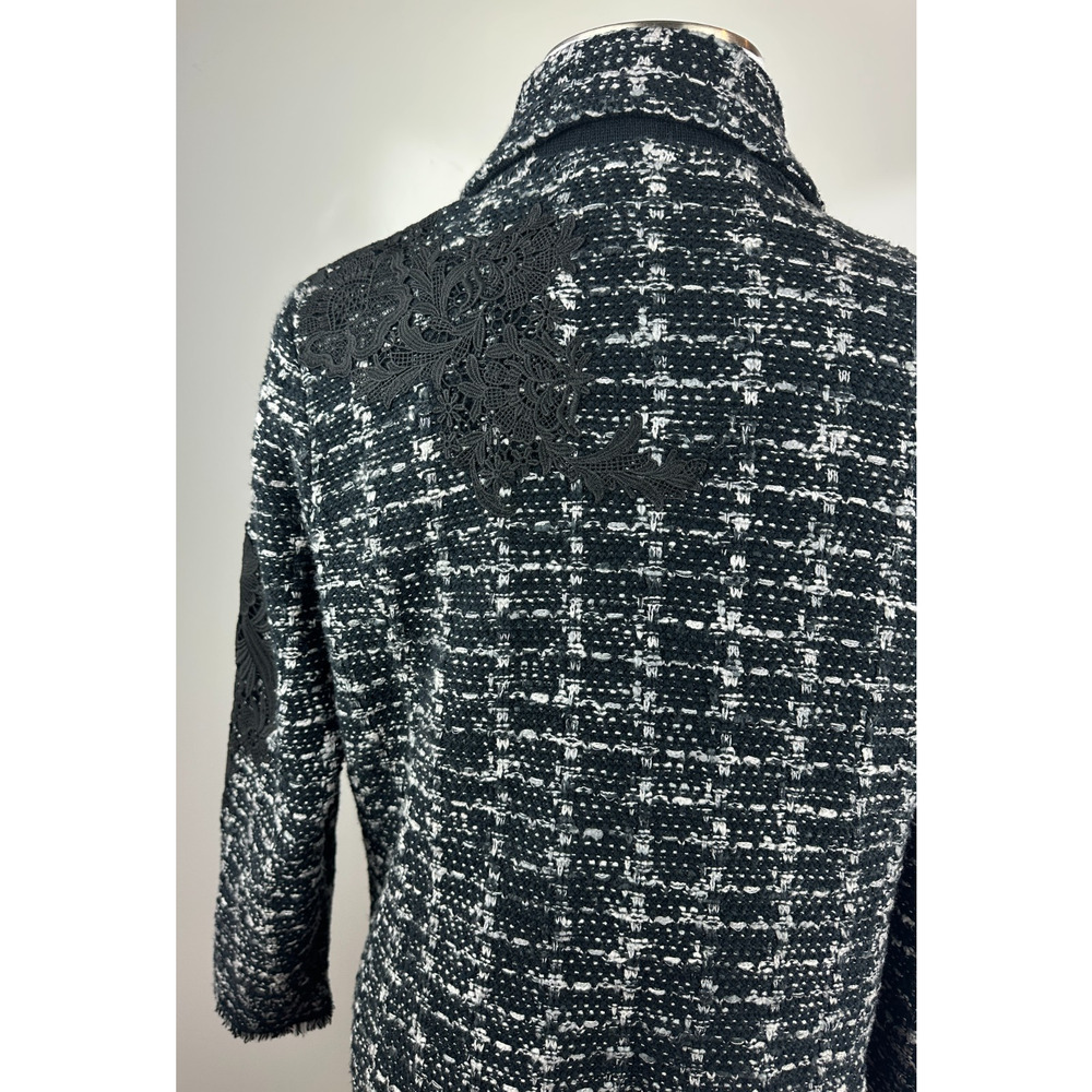 Chico's Tweed Lace Embroidered Metallic Cardigan Jacket Sweater Blazer Size 3 XL - Picture 13 of 16